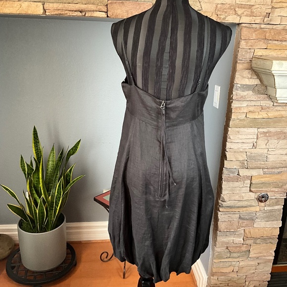 Max Studio Linen Silk Bubble Hem Dress Preppy Cruise Resortwear Vacation Black L - Picture 7 of 12